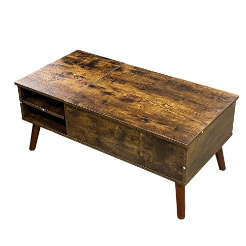 Coffee Table, 100 x 50 cm Lift Top Coffee Table with Adjustable Storage Shelf for Home, Living Room, Office (Rustic Wood) Coffee Table, 100 x 50 cm Lift Top Coffee Table with Adjustable Storage Shelf for Home, Living Room, Office (Rustic Wood)